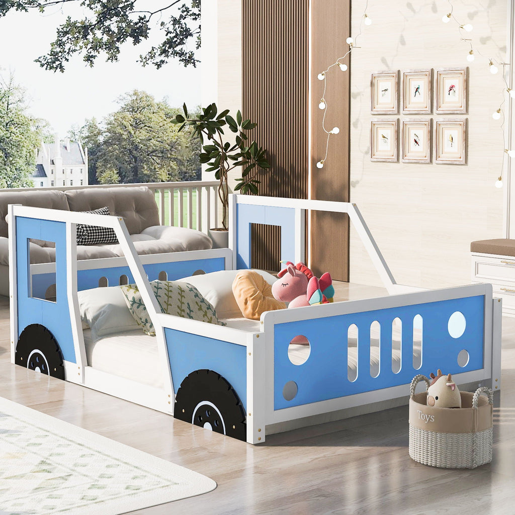 Classic Car Shaped Platform Bed with Wheels - Twin or Full Size