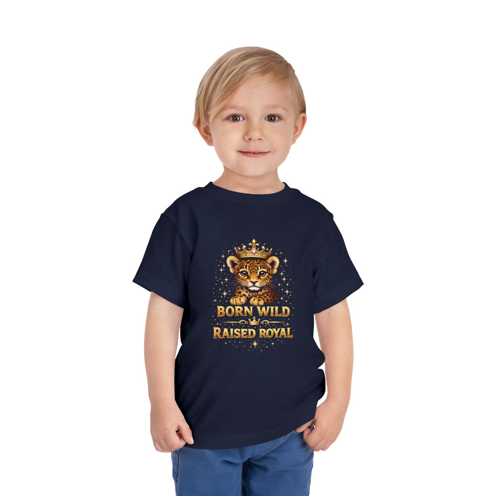 Toddler Tee - "Born Wild Raised Royal" Jaguar Cub Crown Graphic