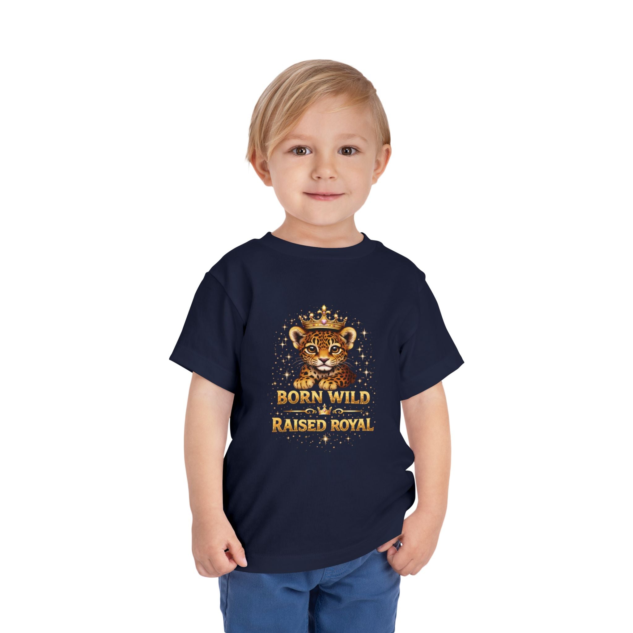 Toddler Tee - "Born Wild Raised Royal" Jaguar Cub Crown Graphic