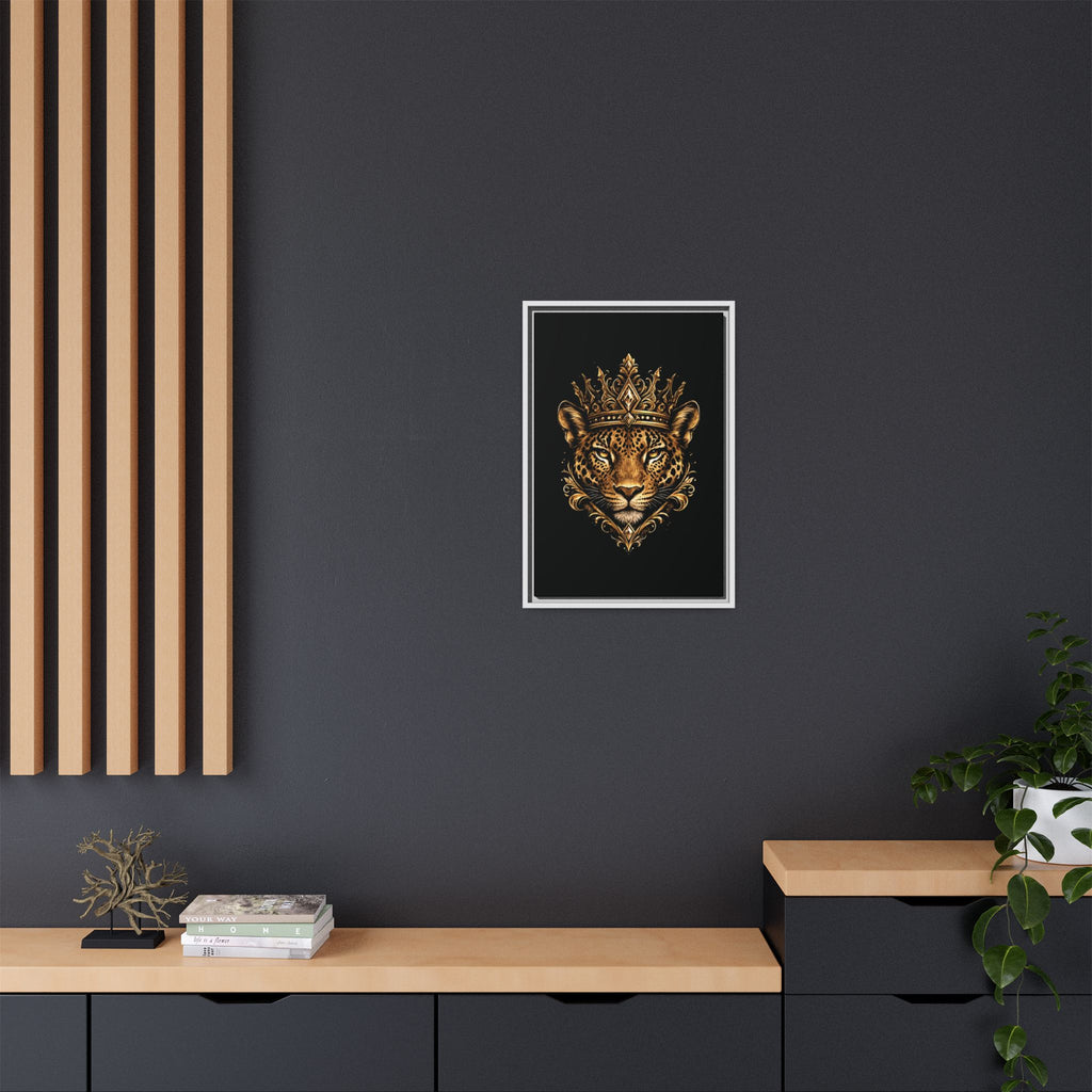 Golden Crowned Jaguar Matte Framed Canvas