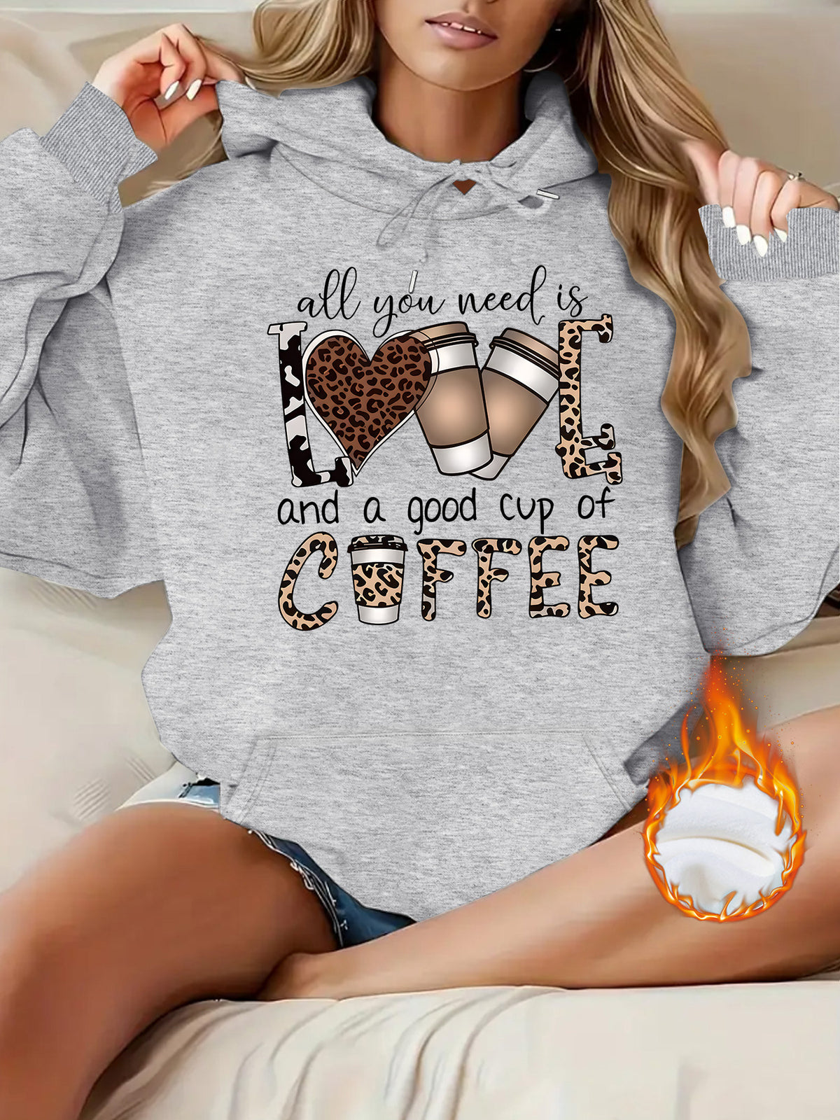 Leopard print hooded sweatshirt