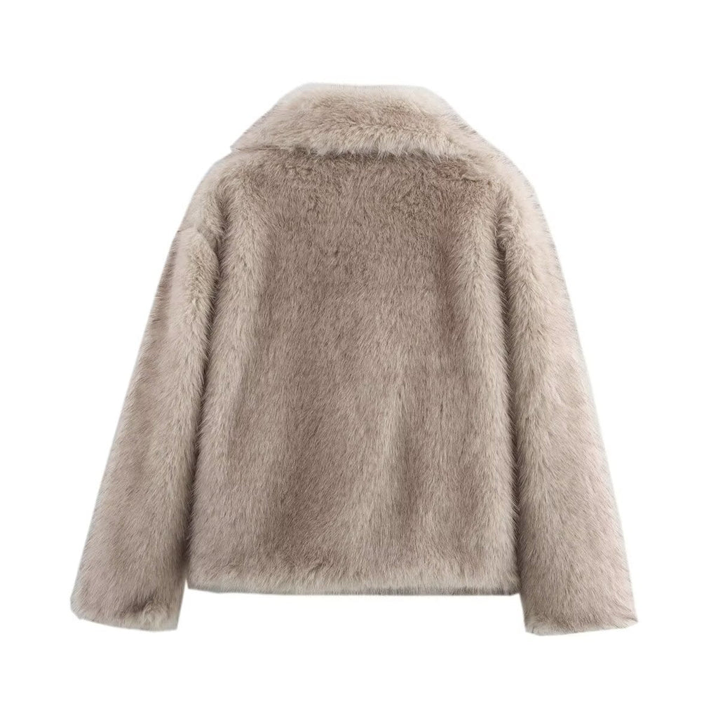 Women's Beige Faux Fur Jacket BYMANYC ® New York CONTEMPORARY VIBRANT MODERN FASHION - New Collection