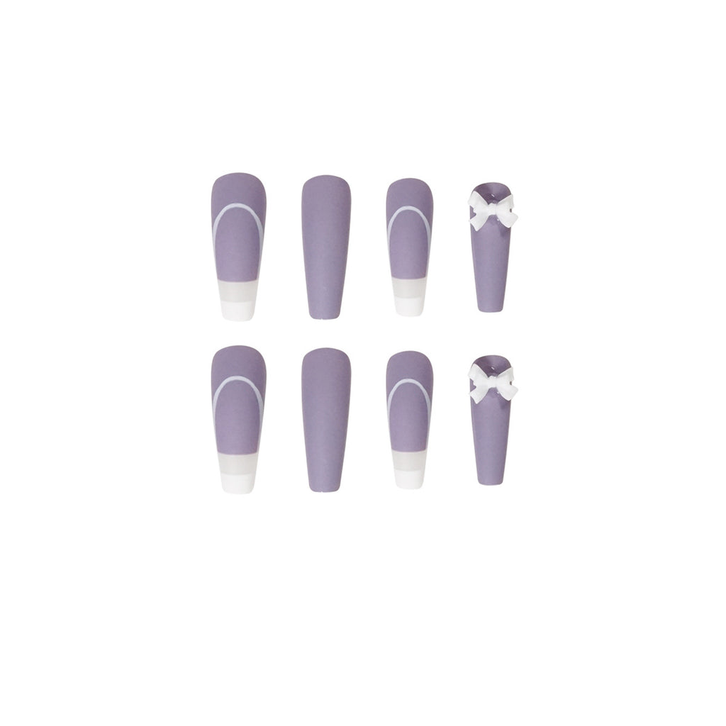Purple French Bow Press-On Nails