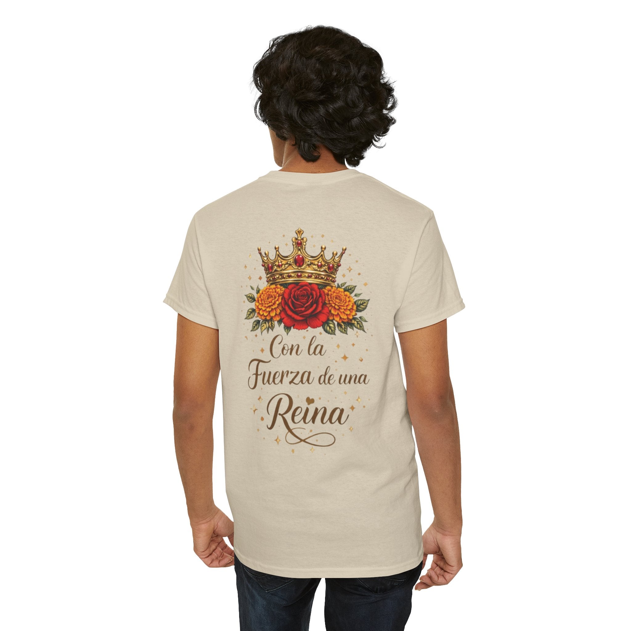 Graphic Tee — “Con la Fuerza de una Reina” Crown & Rose T-Shirt