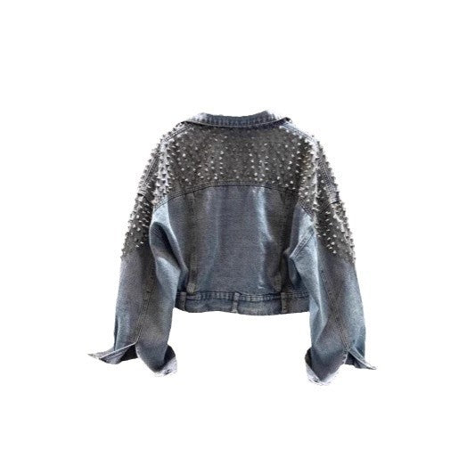 Washed Cropped Batwing Denim Jacket