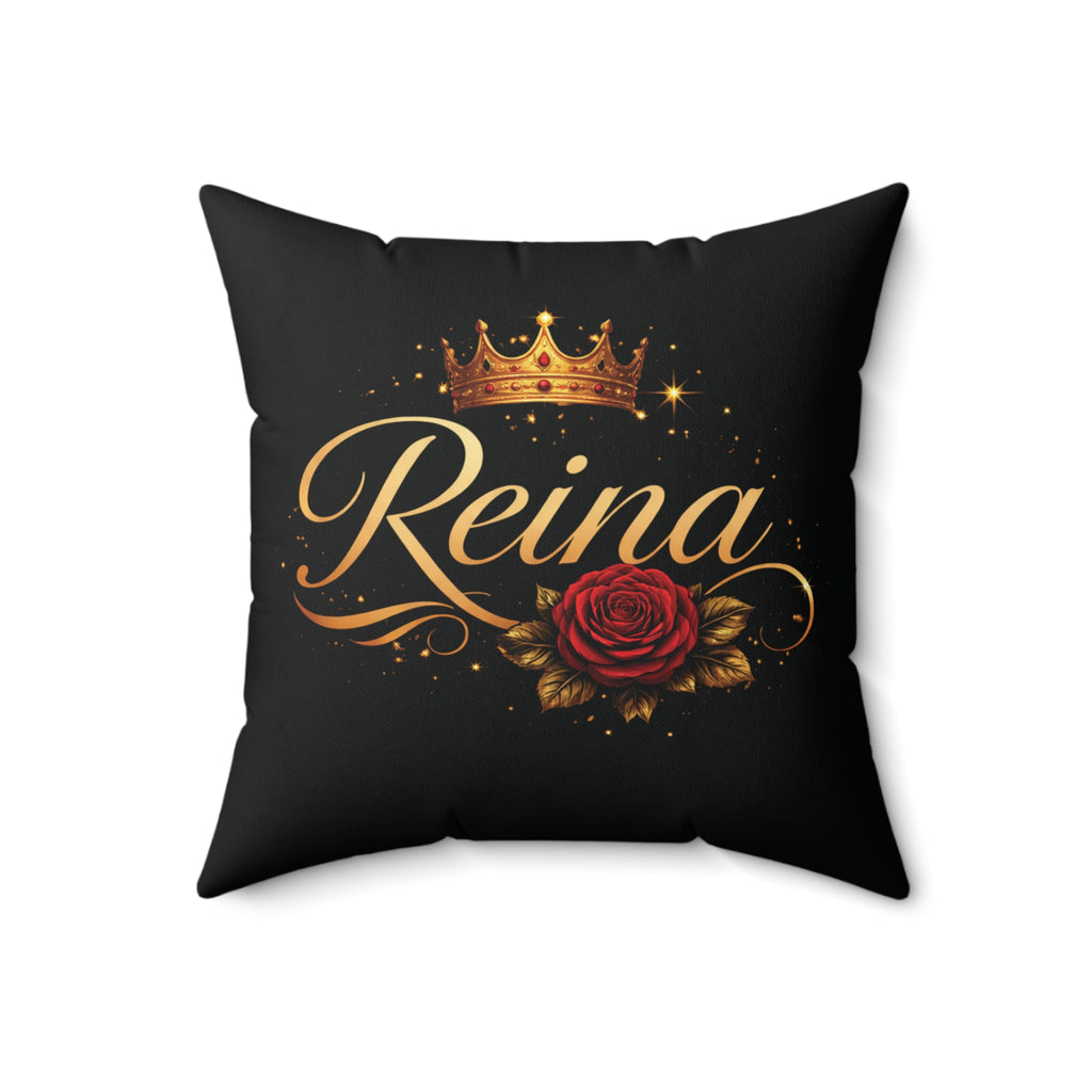 Reina Decorative Pillow — Crown & Rose Accent Throw Pillow