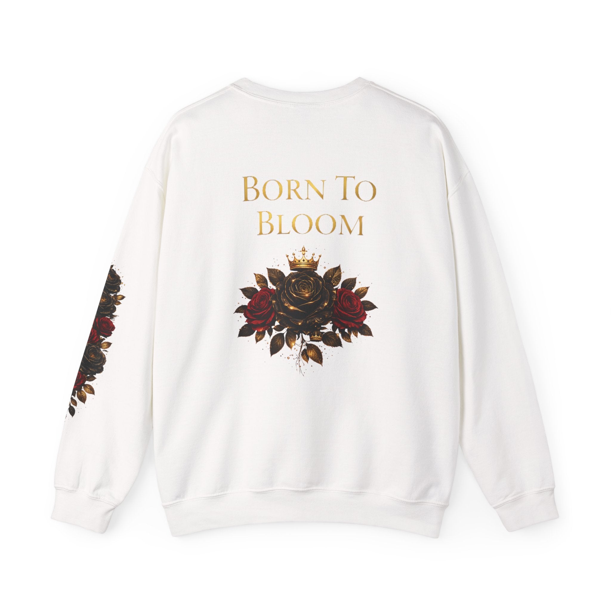 Born to Bloom Crewneck Sweatshirt — Floral Crown Rose Graphic