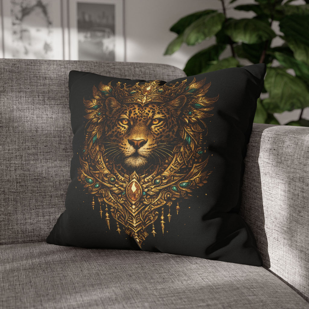 Golden Crowned Jaguar Decorative Pillow case