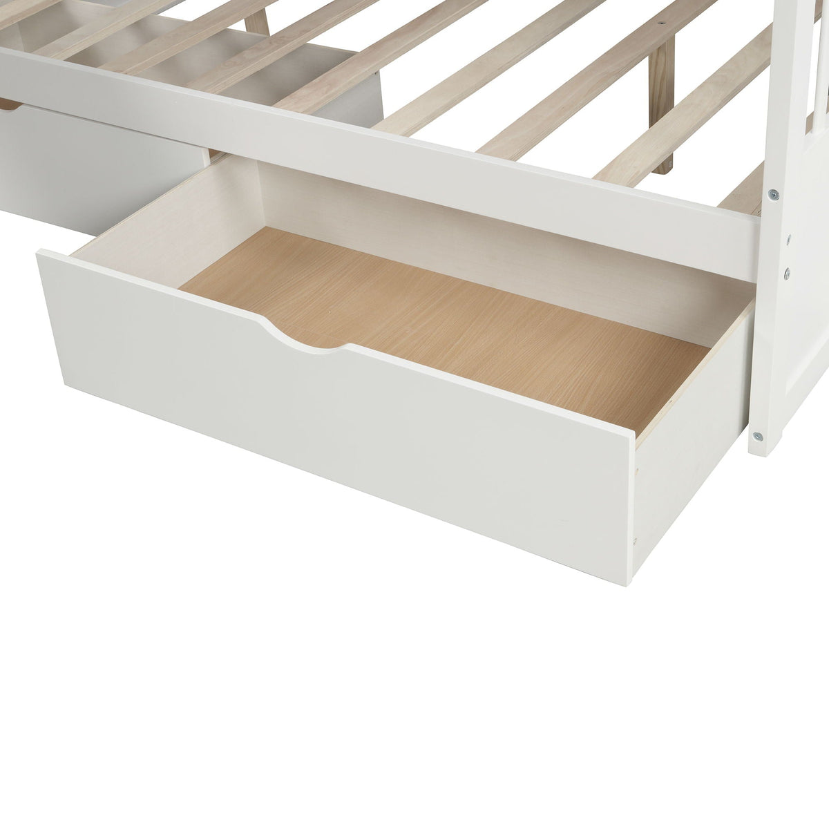 Bunk Bed with Storage Staircase, Slide & Desk - Twin or Full - Dark Gray or White