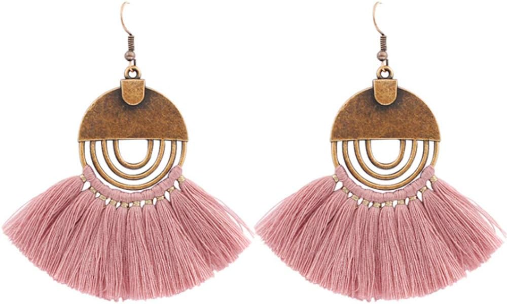 Faux Fur Pom Pom Tassel Drop Dangle Earrings Set