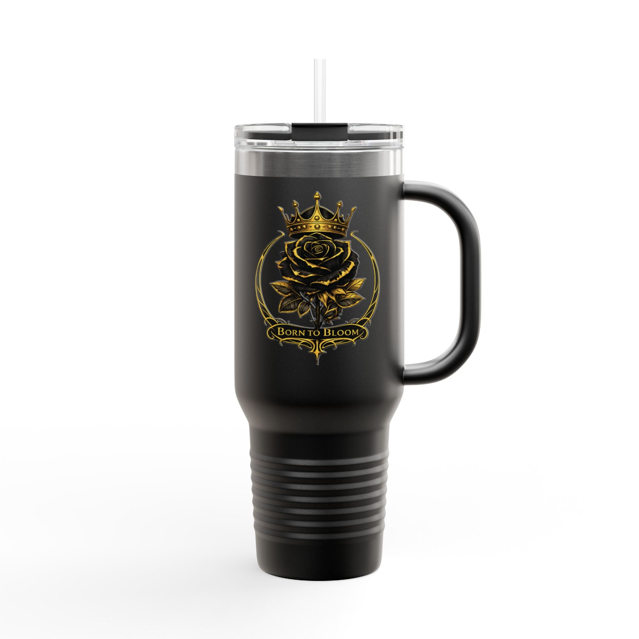 Crowned Black Rose, Travel Mug 40oz | Insulated Tumbler-Born to Bloom