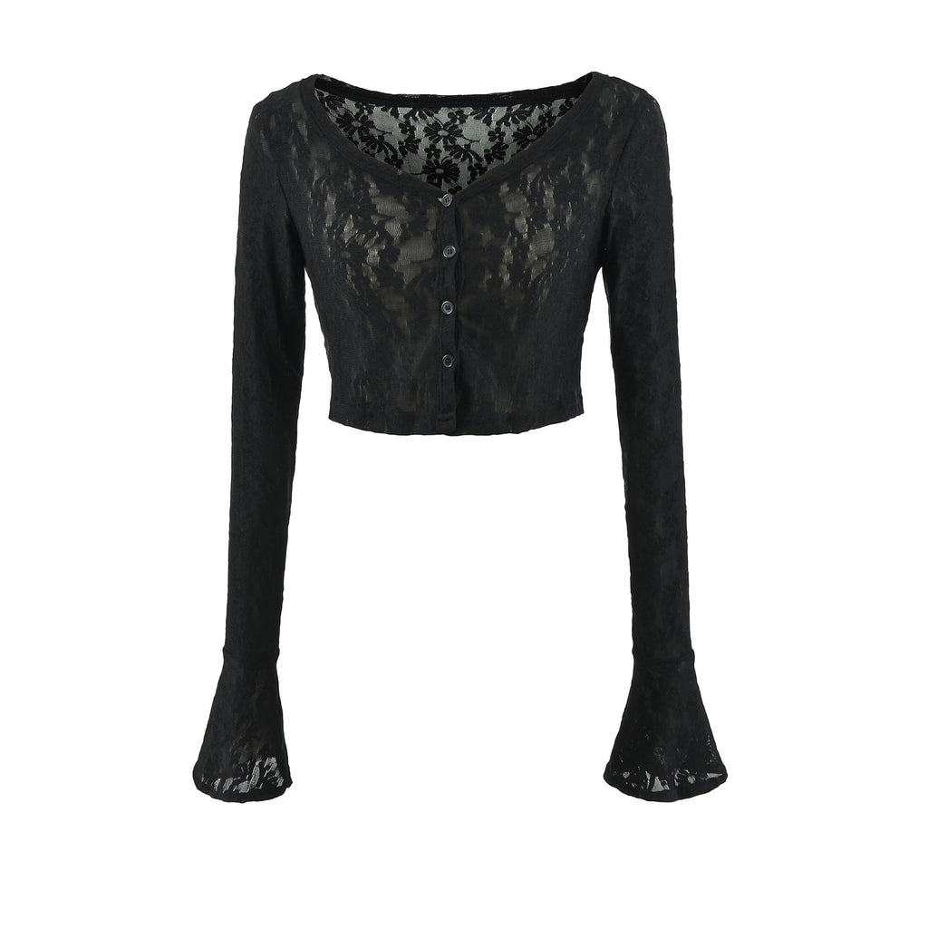 Lace V-Neck Cinched-Waist Top