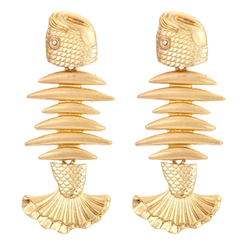 Vintage Fishbone Statement Earrings