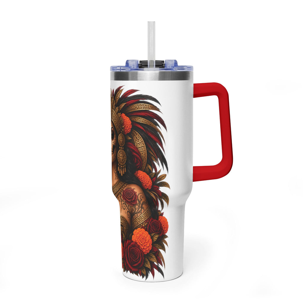 Reina Azteca: Entre Rosas y Cempasúchil | Vacuum Thermal Tumbler, 40oz