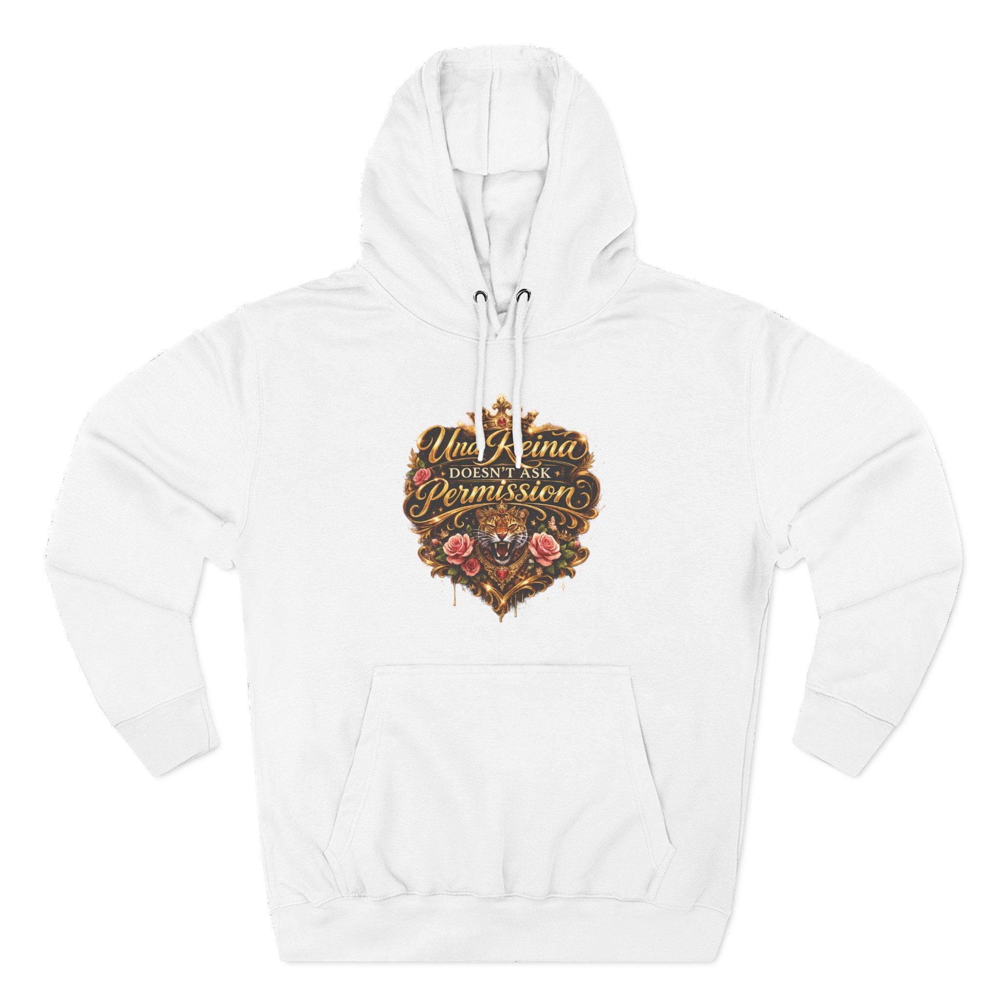 Hoodie — "Una Reina doesn't ask Permission" Floral Vintage Fleece Hoodie