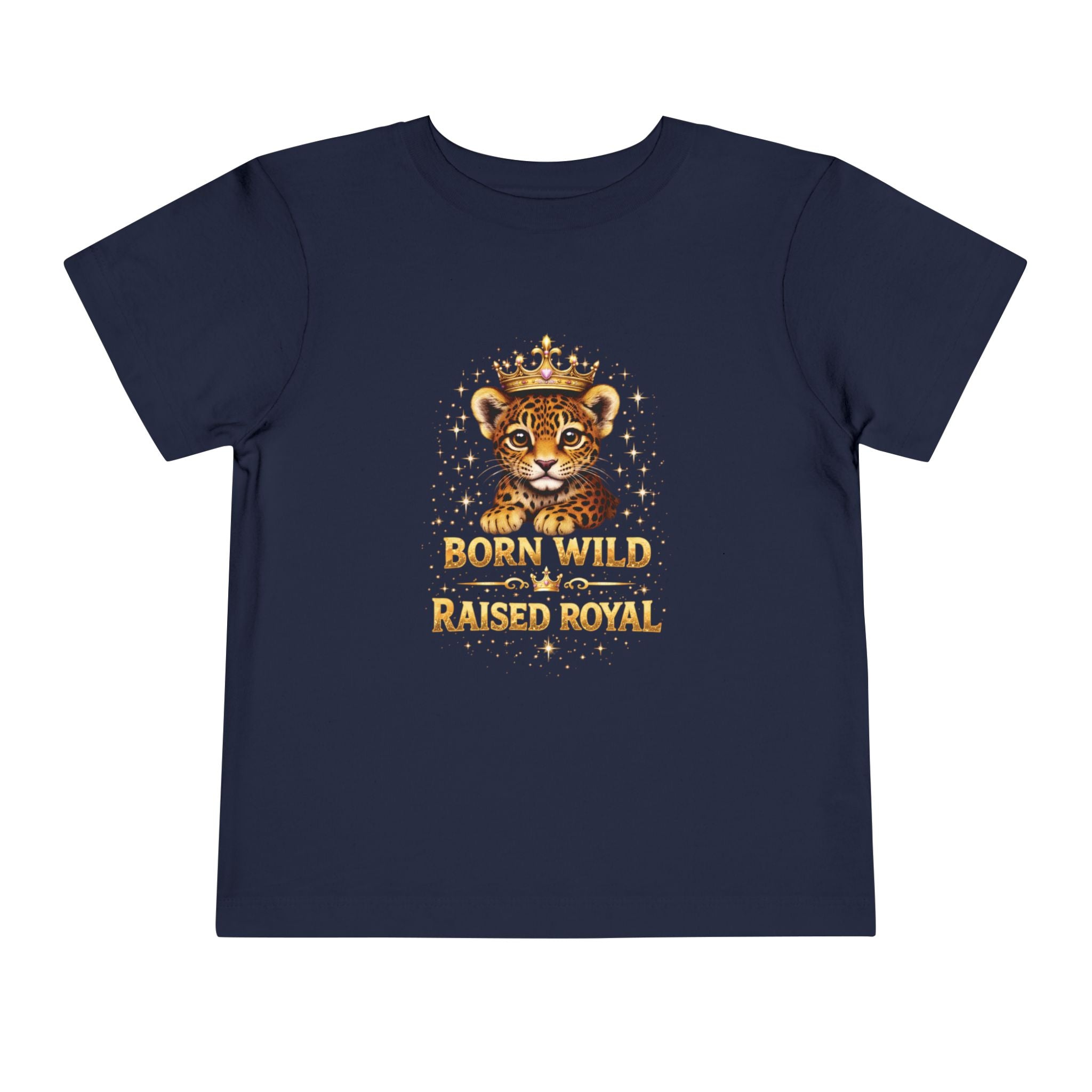 Toddler Tee - "Born Wild Raised Royal" Jaguar Cub Crown Graphic