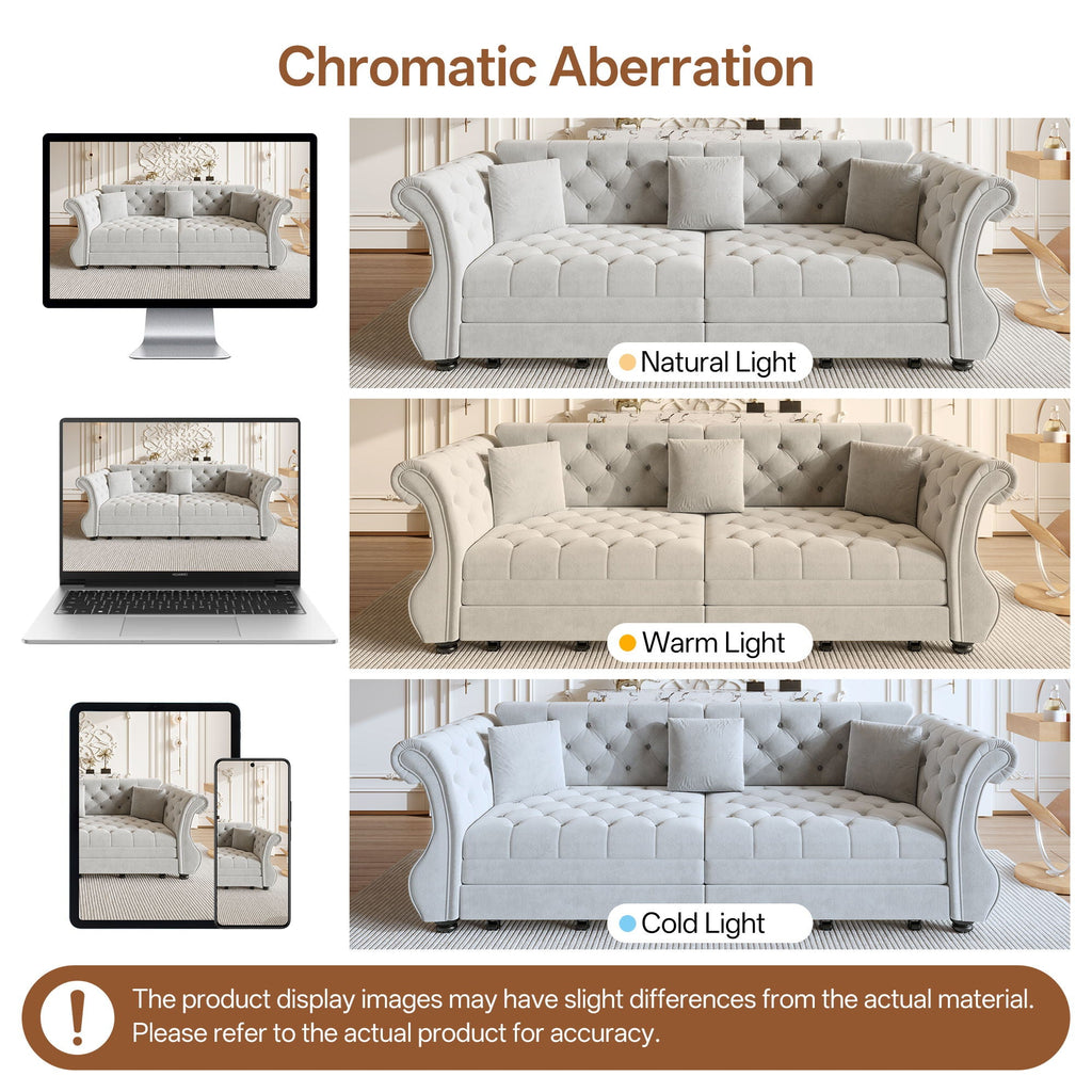 Oversized Chesterfield Pull Out Sofa Bed, Roll Arm Couch