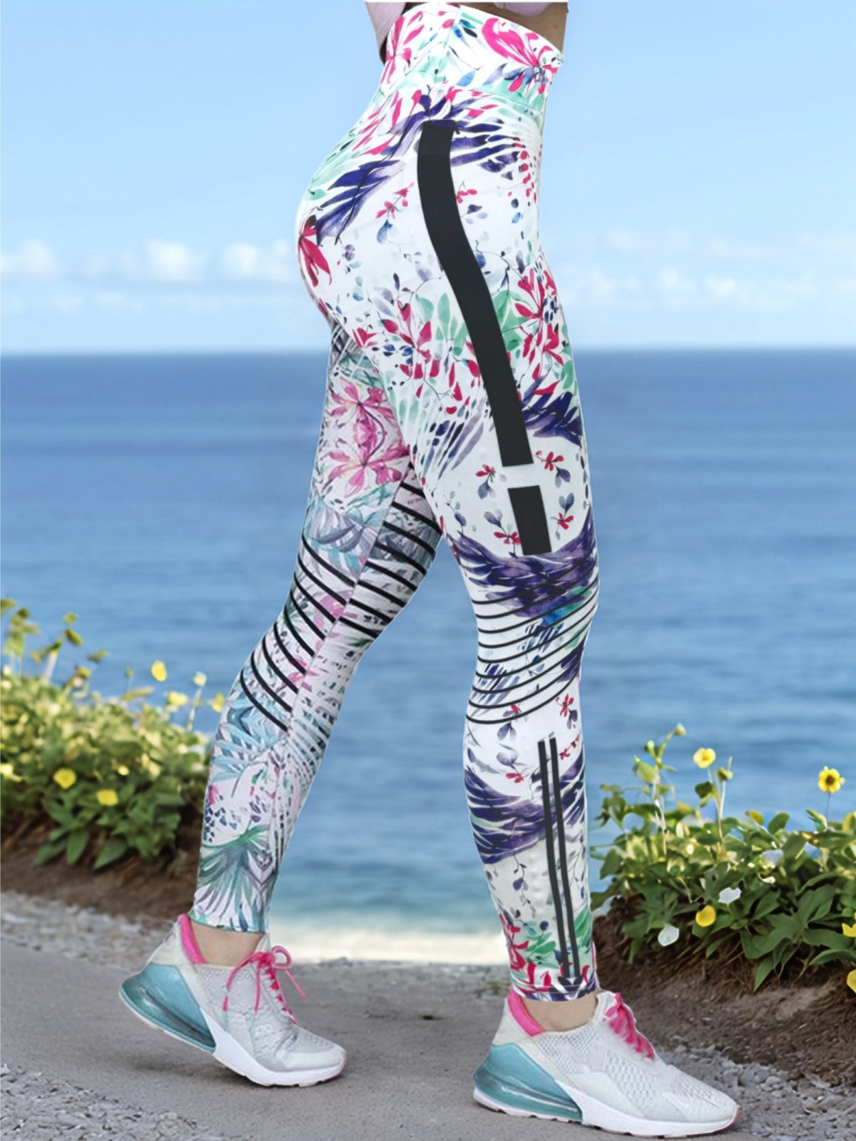 High Elastic Printed High Waist |  Tummy Control Fitted Leggings