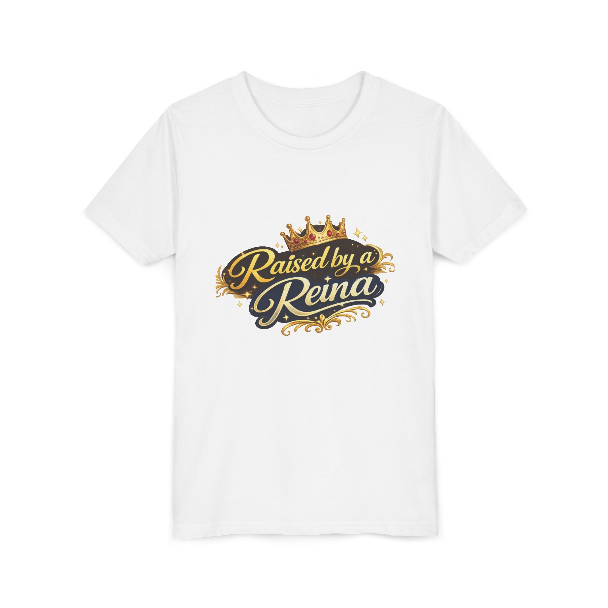 Youth Tee — "Raised by a Reina" Crowned Princess Shirt