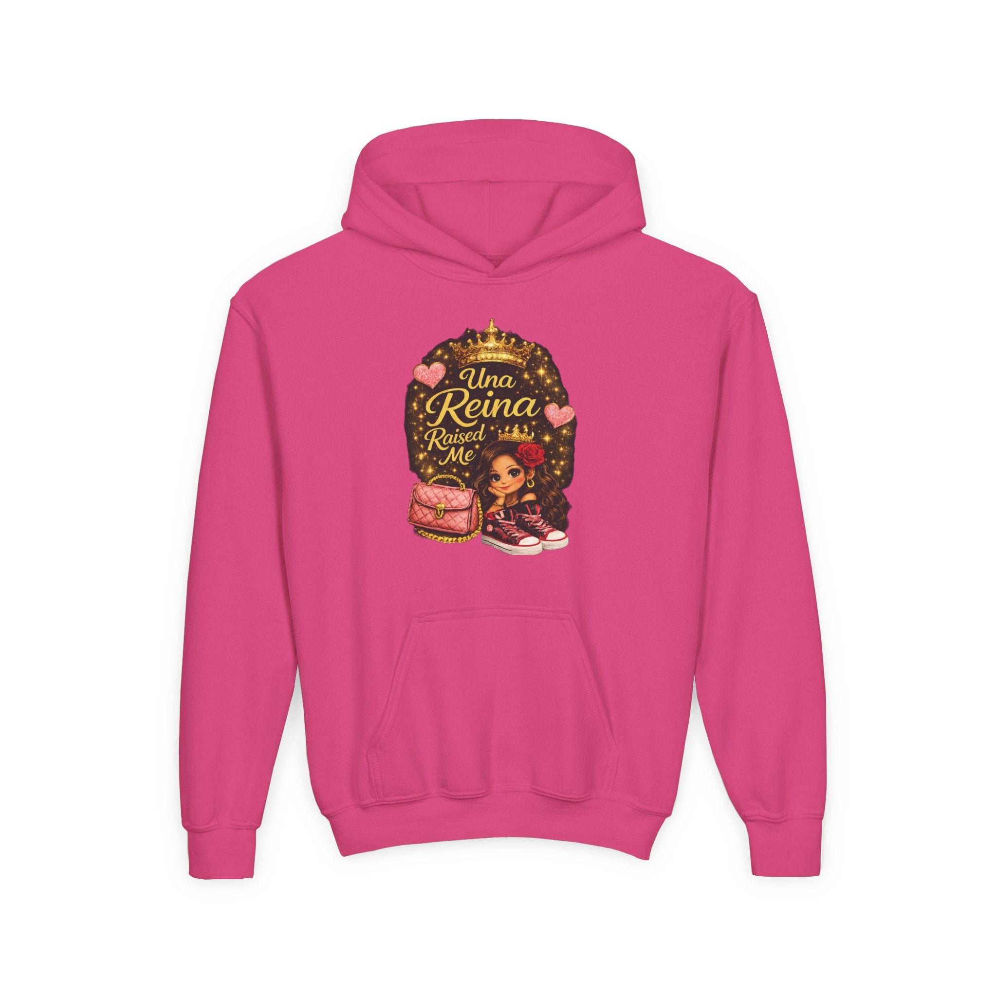 Youth Hoodie — "Una Reina Crece Conmigo" Cute Princess Graphic