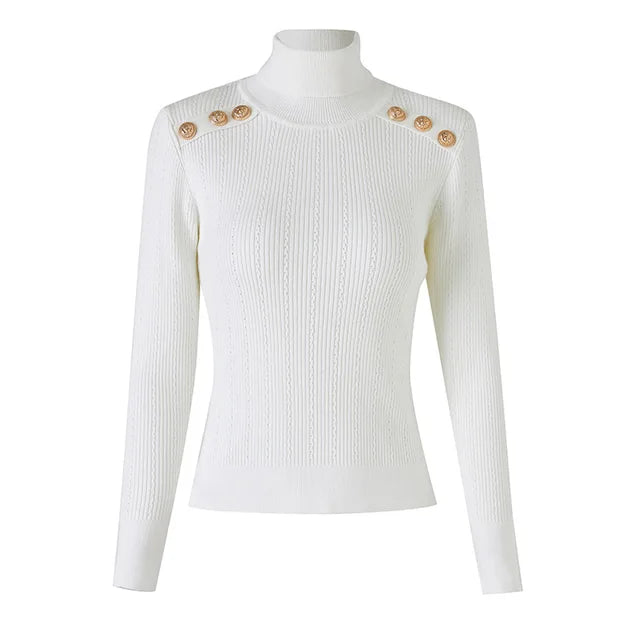 Gold Buckle Turtleneck Sweater