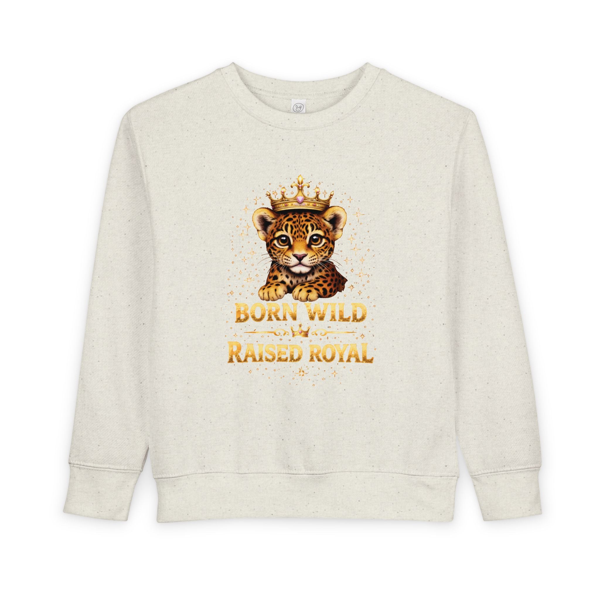 Toddler Sweatshirt - "Born Wild Raised Royal" Jaguar Cub Crowned Crewneck