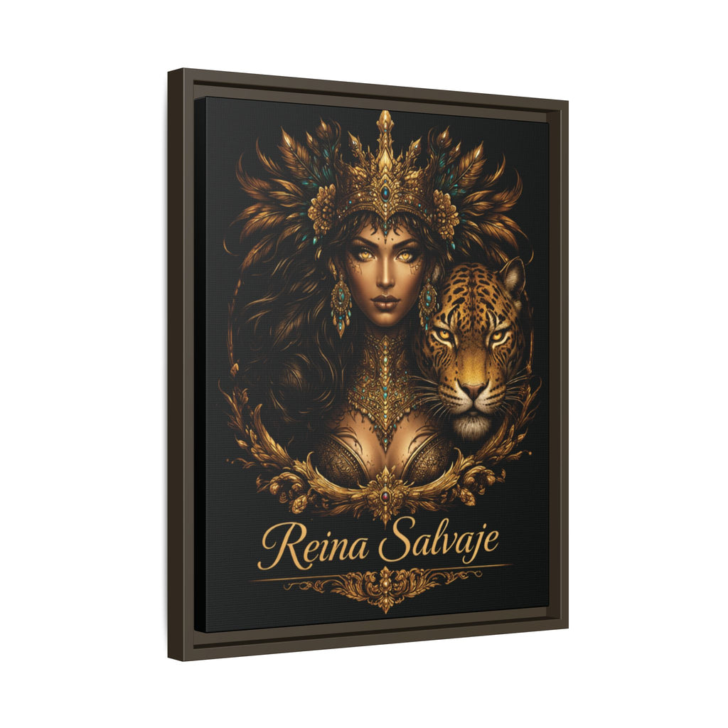 Reina Salvaje Matte Framed Canvas Art — Golden Goddess & Tiger Wall Decor