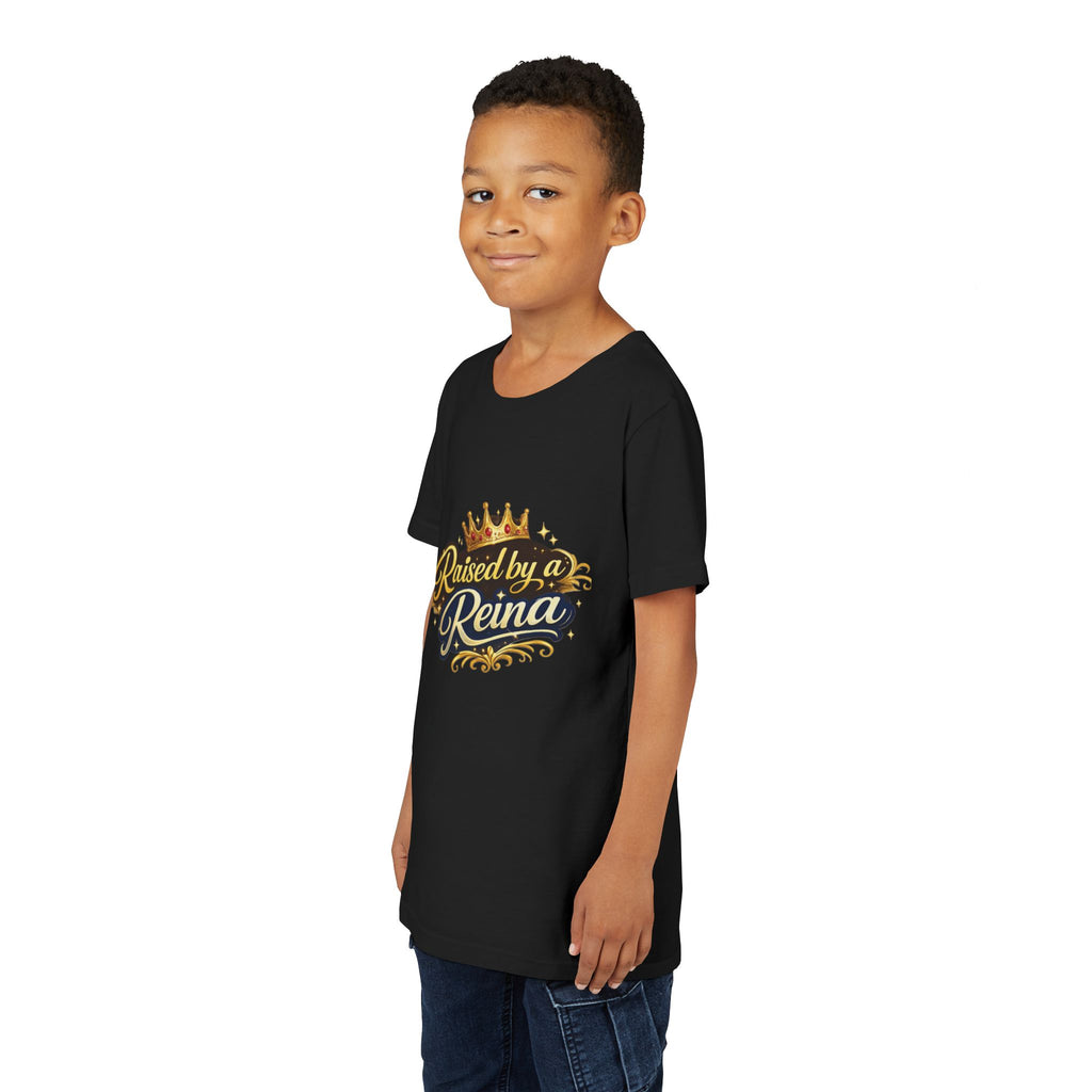 Youth Tee — "Raised by a Reina" Crowned Princess Shirt