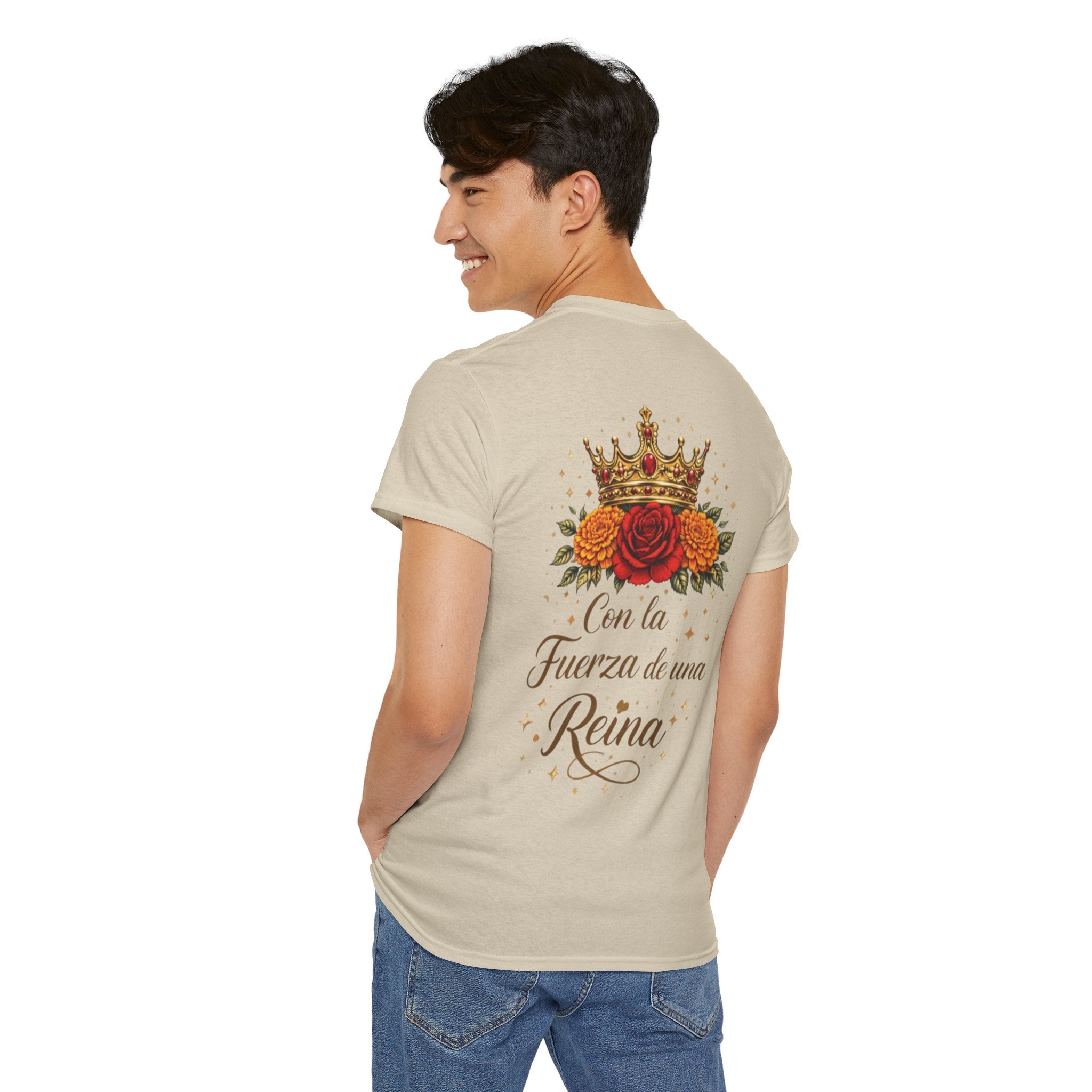 Graphic Tee — “Con la Fuerza de una Reina” Crown & Rose T-Shirt