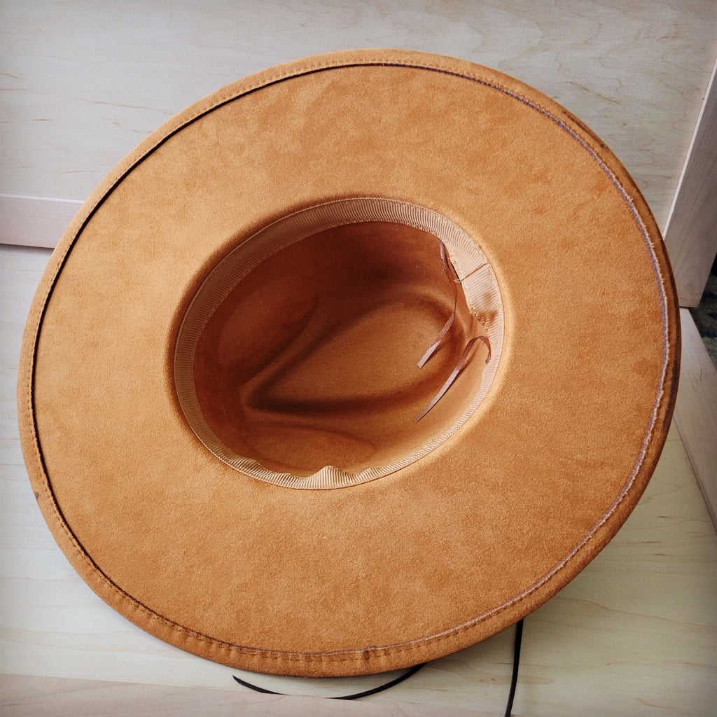 Hand-Painted Leopard Boho Western Cowgirl Hat & Band-Tan 987m