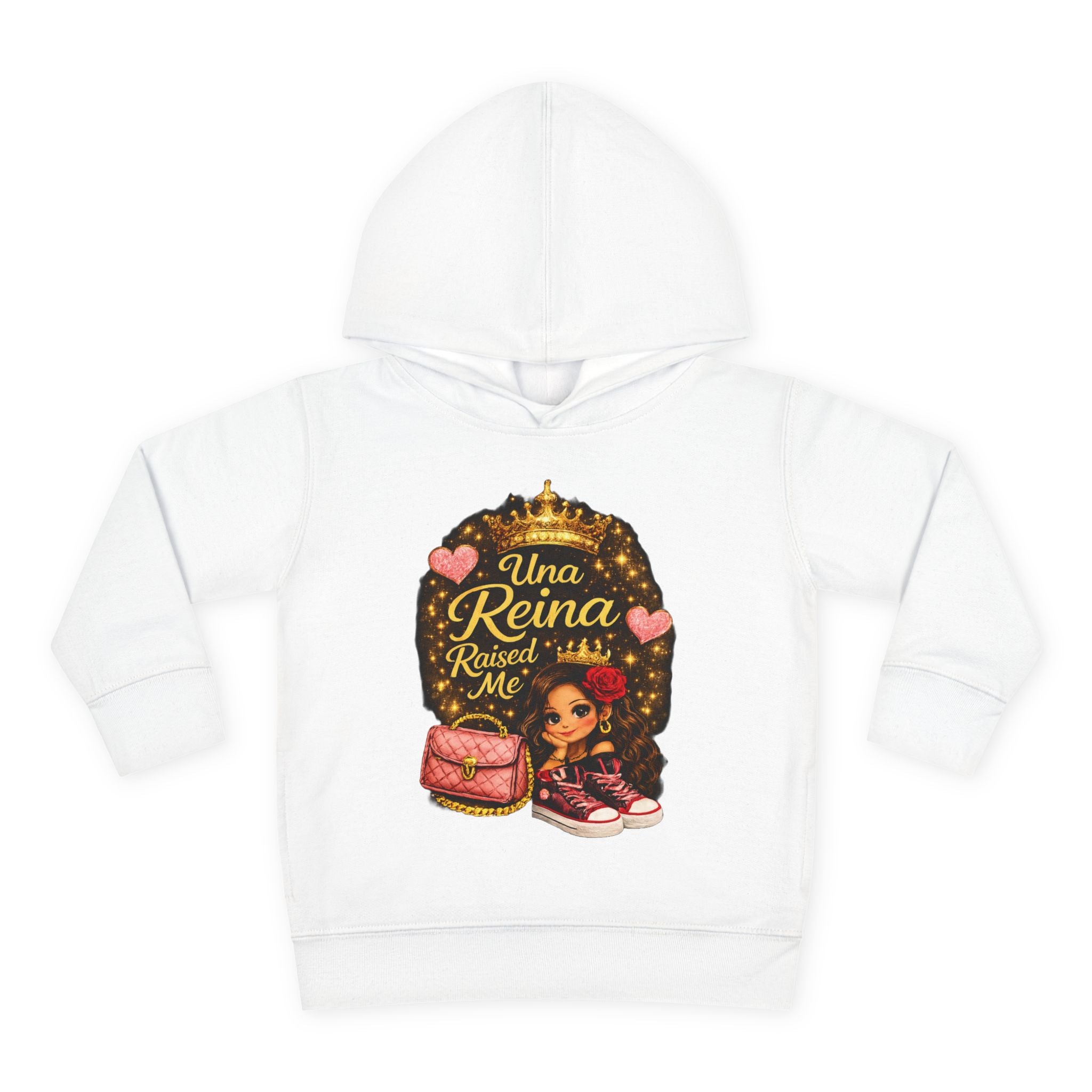 Toddler Hoodie — "Una Reina Raised Me" Cute Princess Pullover for Little Girls
