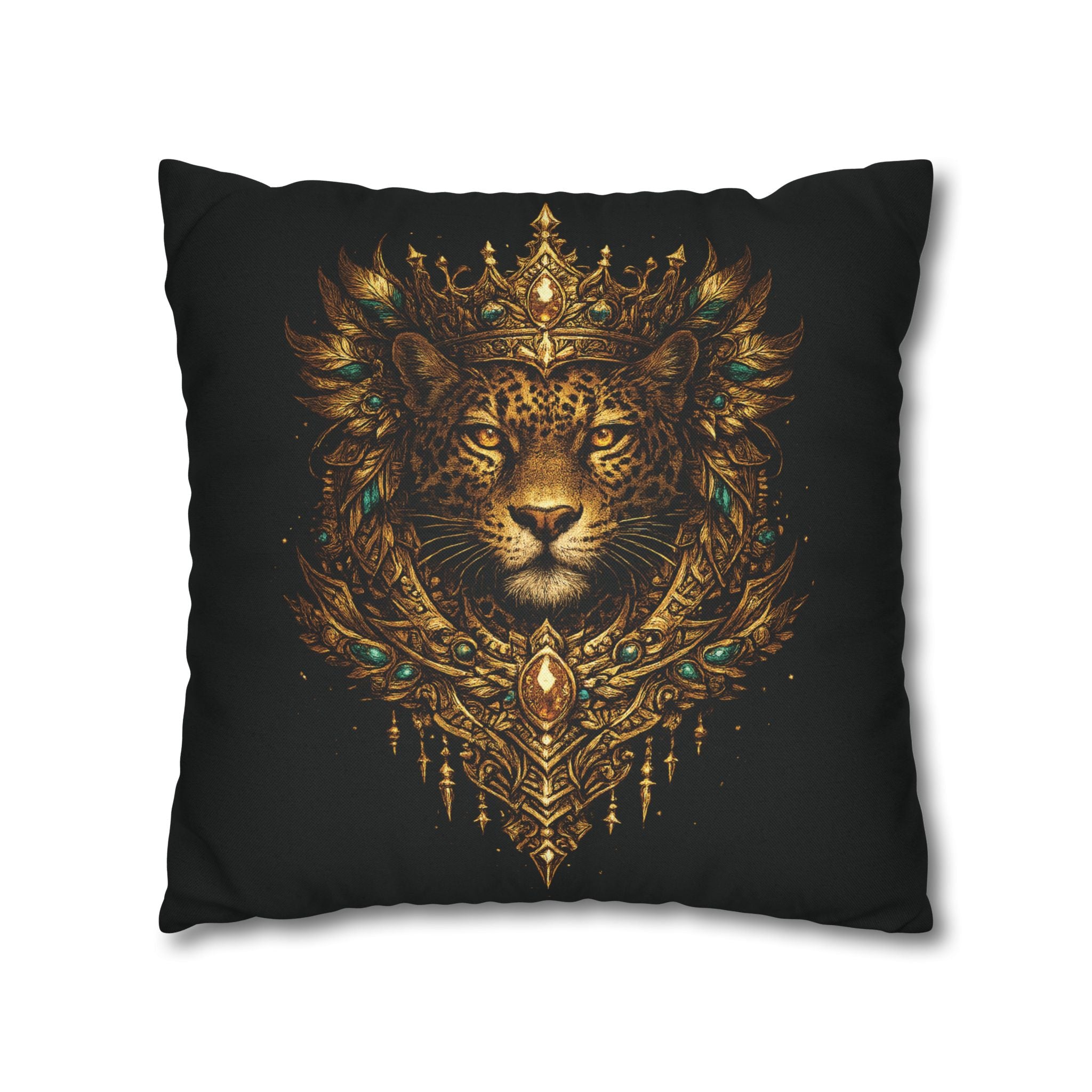 Golden Crowned Jaguar Decorative Pillow case
