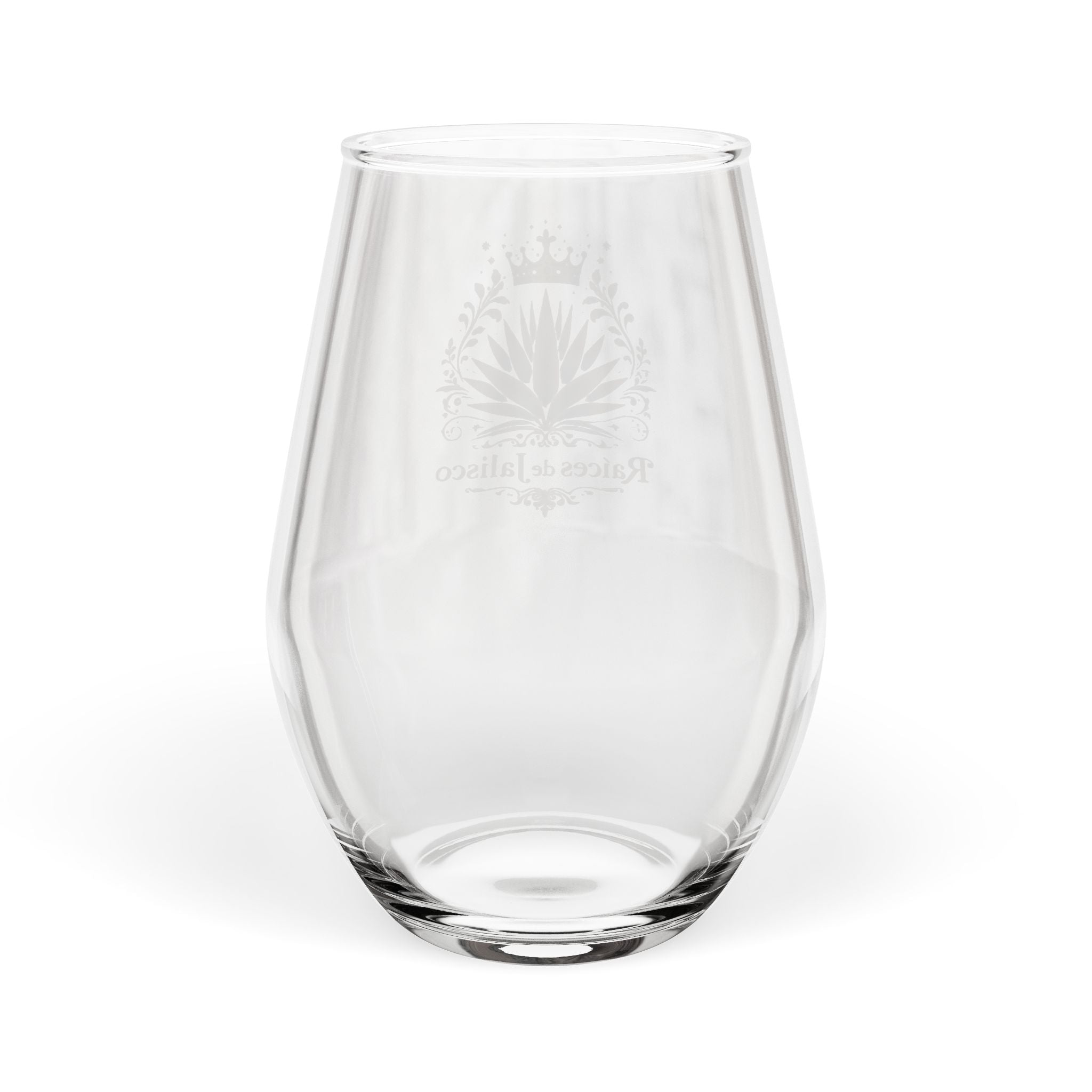 Stemless Wine Glass - "Raíces de Jalisco" Gold Agave Crest, 11.75 oz