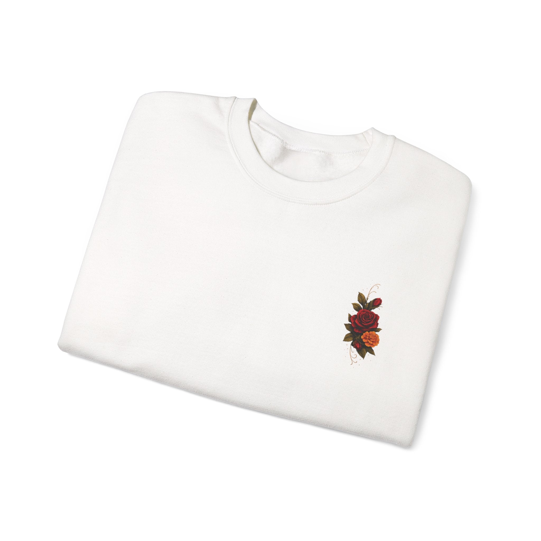 Day of the Dead Skull Crewneck Sweatshirt — Floral Sugar Skull Backprint