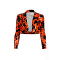 Cow Print Cropped Faux-Leather Jacket