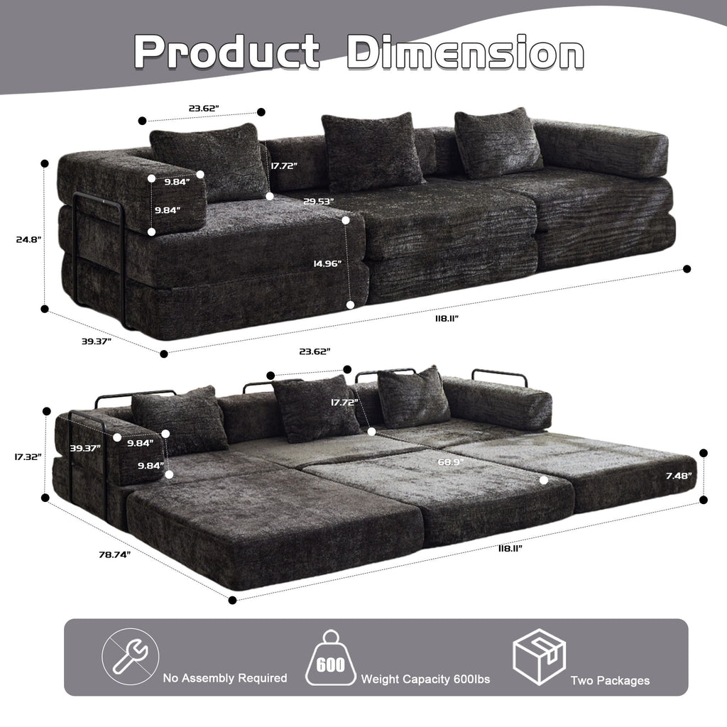 Convertible Floor Sofa Bed with Modular Design - Multiple Colors