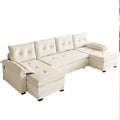 U-Shaped Sleeper Sectional with Pull Out Bed and USB Ports - Fabric
