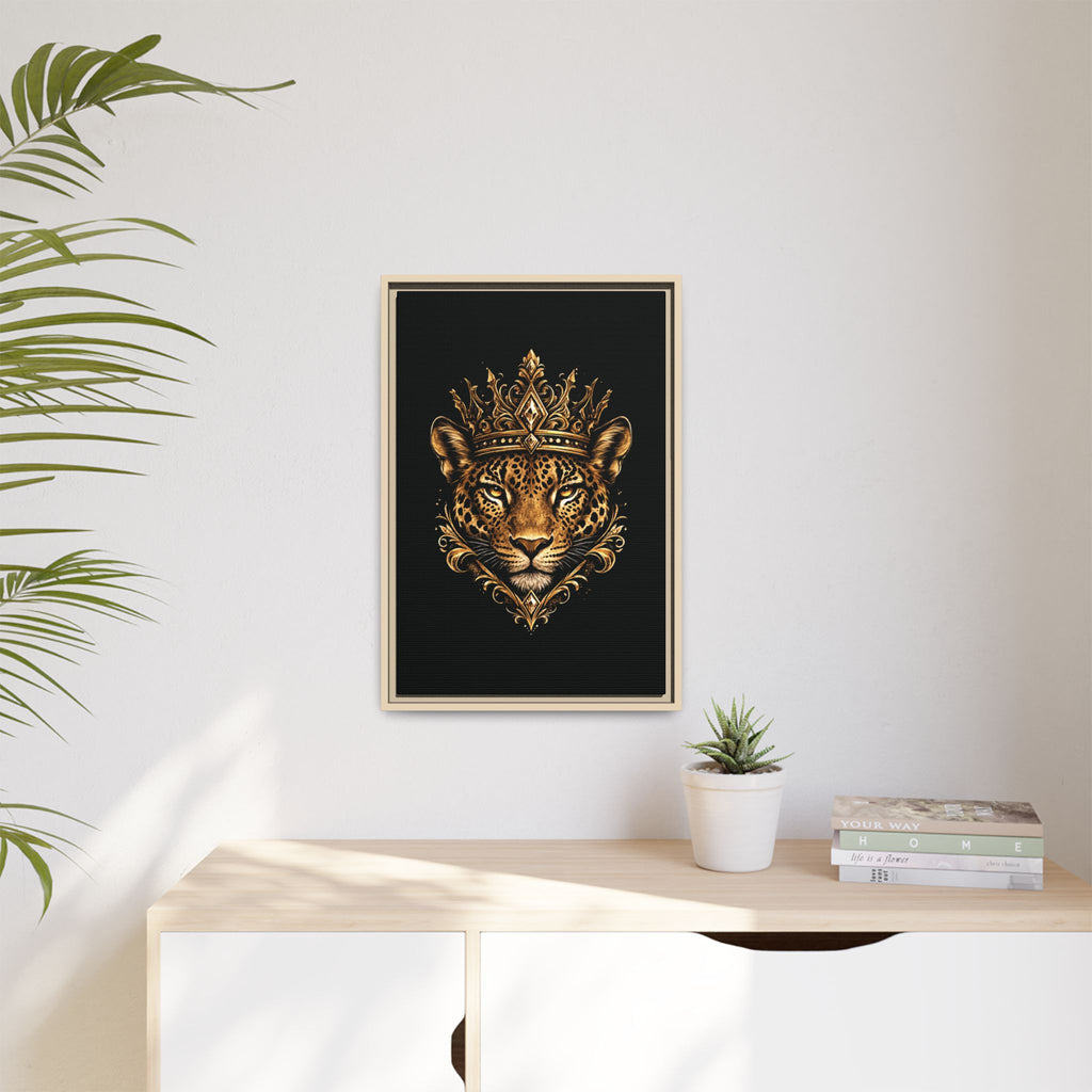 Golden Crowned Jaguar Matte Framed Canvas