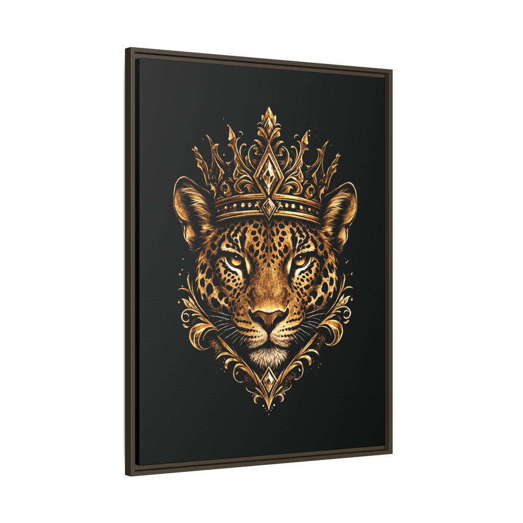 Golden Crowned Jaguar Matte Framed Canvas