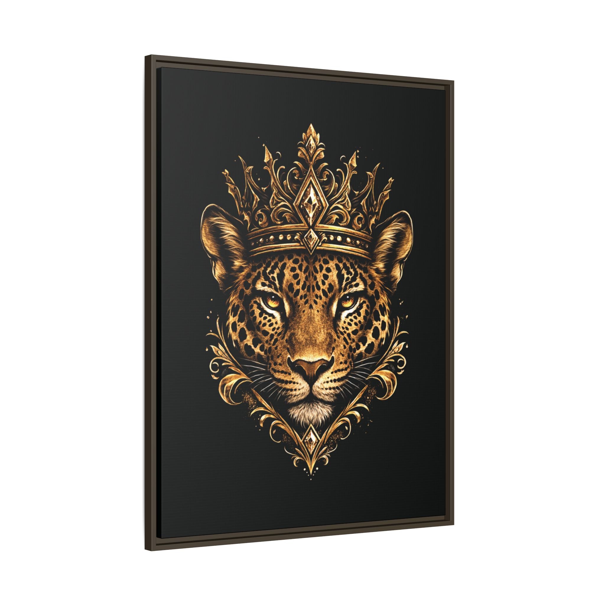 Golden Crowned Jaguar Matte Framed Canvas