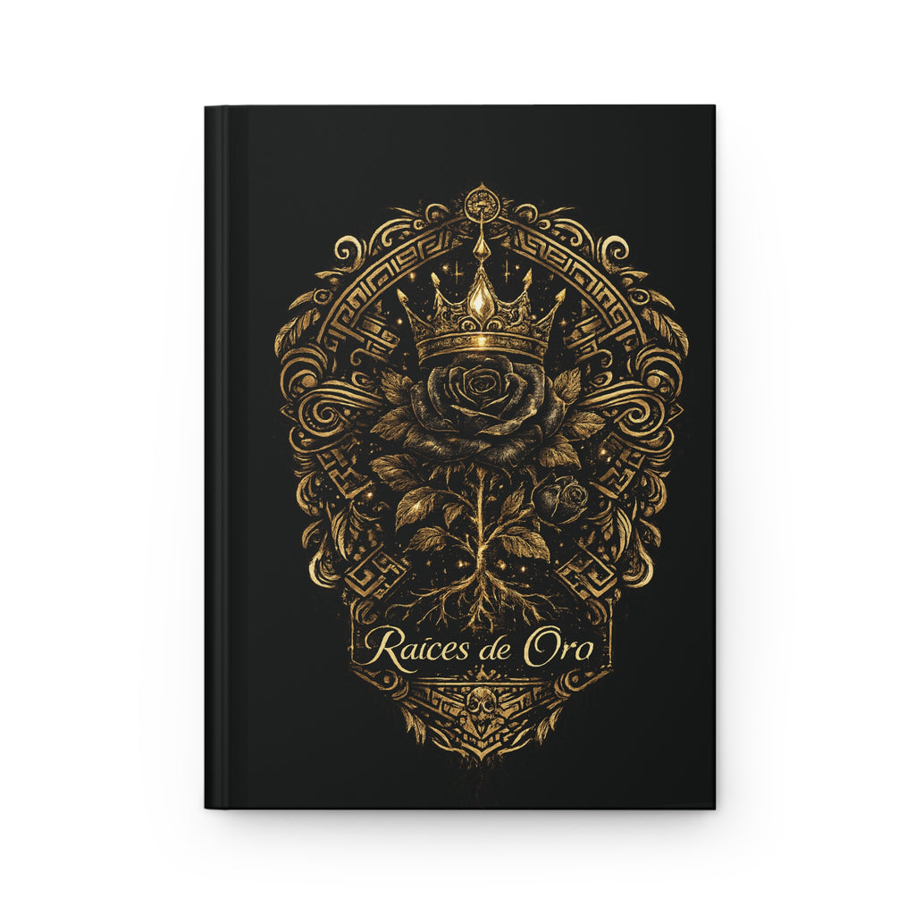 Hardcover Journal — 'Raíces de Oro' Gold Crown Rose Matte Hardcover