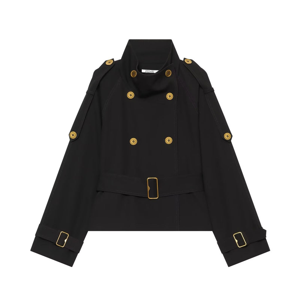 French design double breasted trench coat jacket
