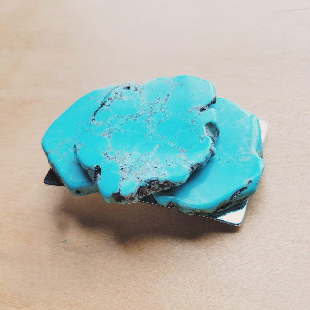 Triple Turquoise Slab Belt Buckle 906s