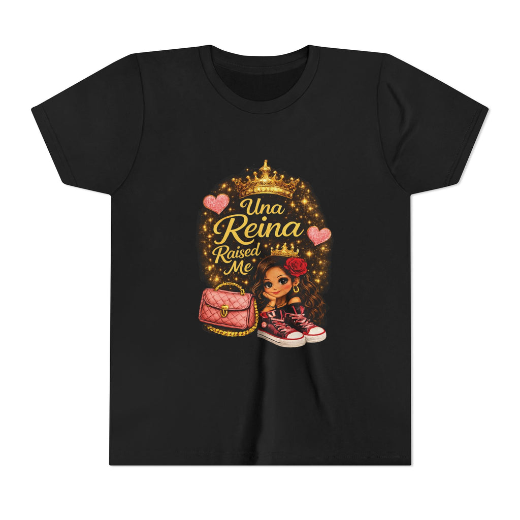 Youth Tee - "Una Reina Raised Me" Cute Princess Graphic Kids Shirt