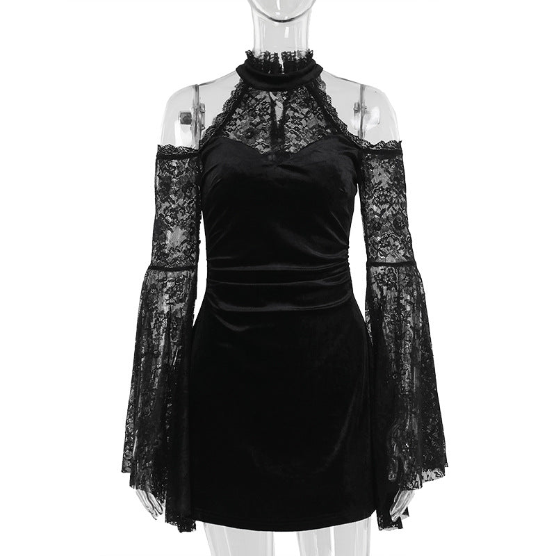 Lace Spliced Bodycon Mini Dress