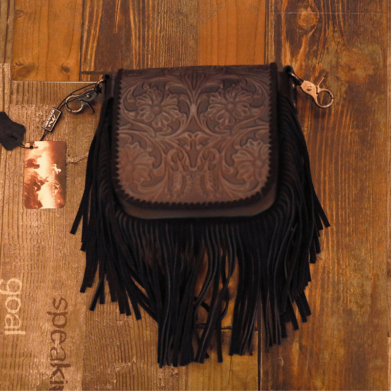 Womens Trendy Single Item Small Bag With Adjustable Shoulder Strap Inside Retro Leather Tassel Waist Bag