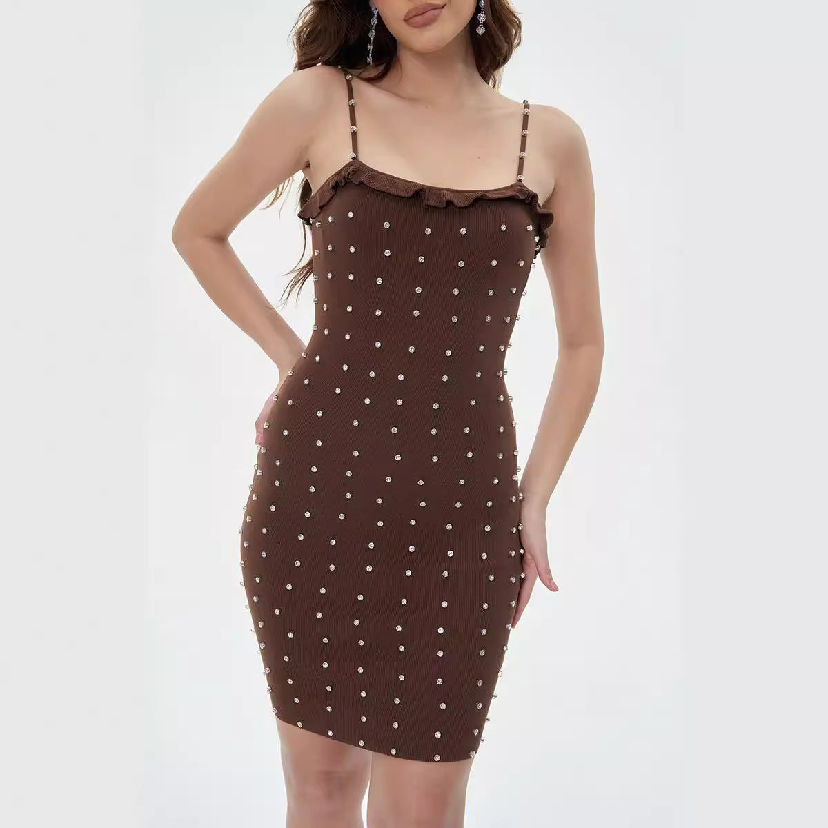 Lace-Trim Knit Bodycon Mini Dress