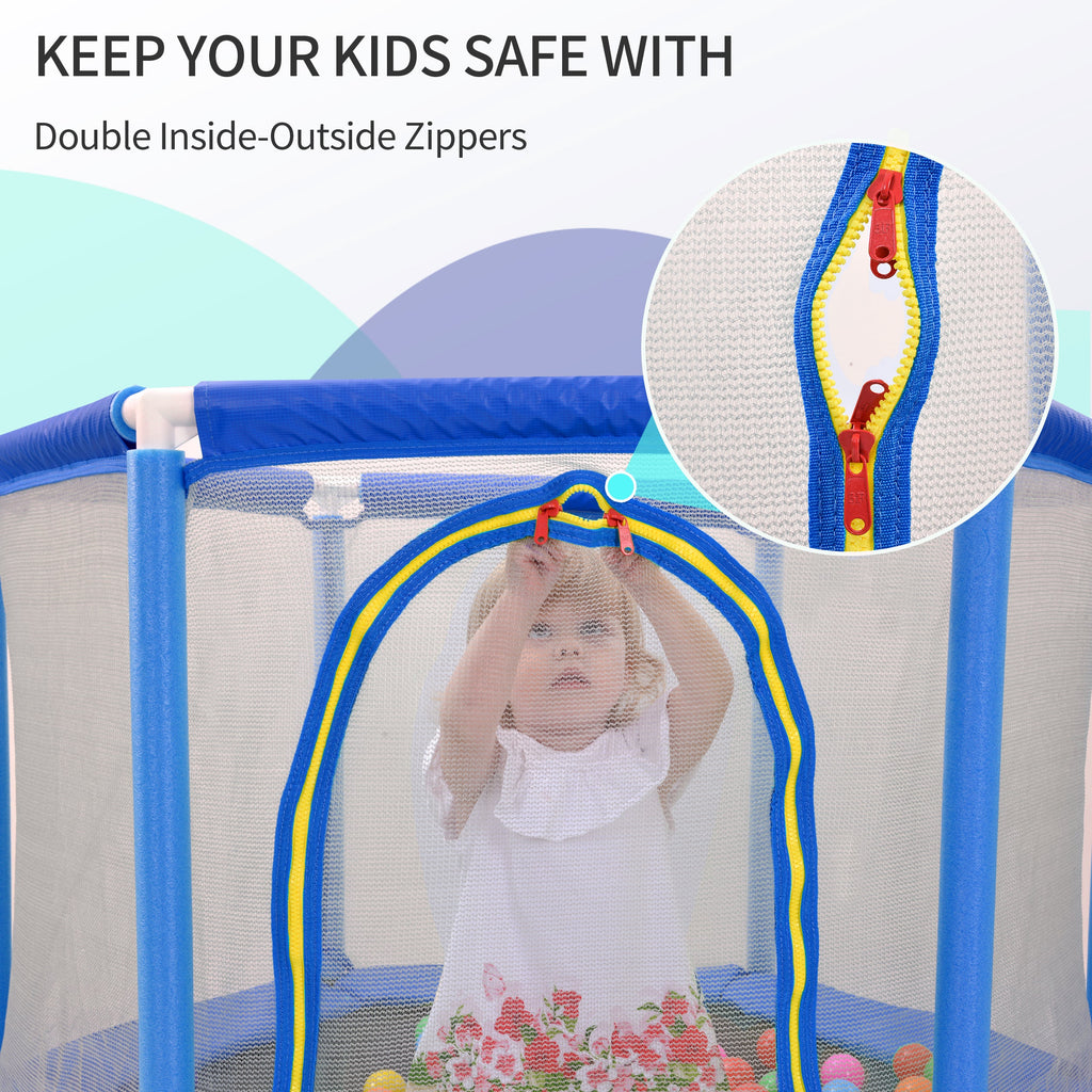 55-Inch Kids' Trampoline with Safety Enclosure | Blue