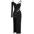 Metal Pin Cutout Bandage Midi Dress