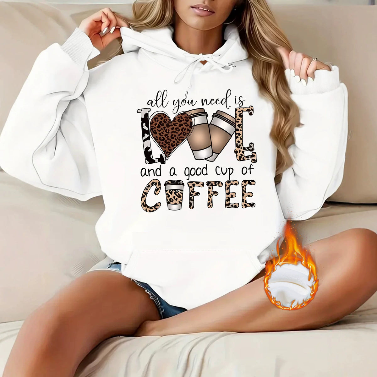Leopard print hooded sweatshirt